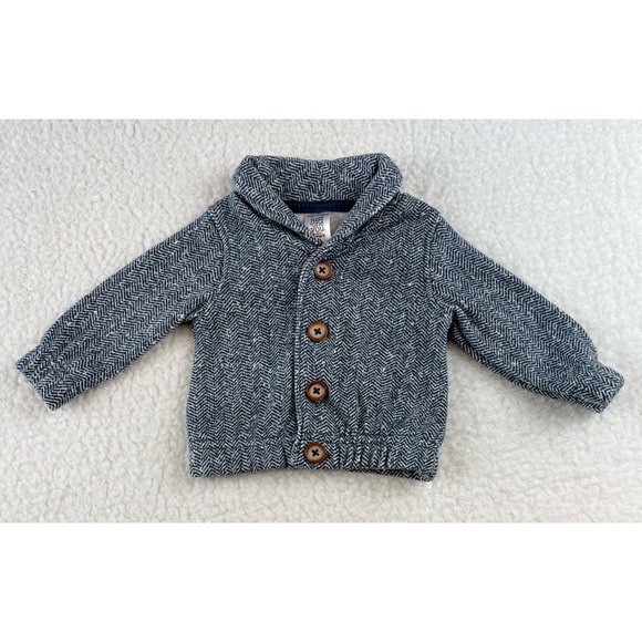 CARTER’S • Black/White Herringbone Collared Cardigan - Picture 8 of 13